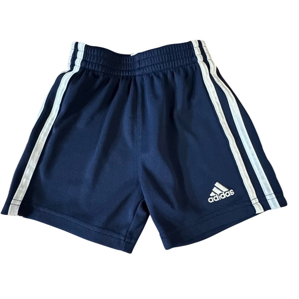 Adidas Kids Casual Lightweight Dark Blue Alethic Shorts with White Stripes 2T - Picture 2 of 6